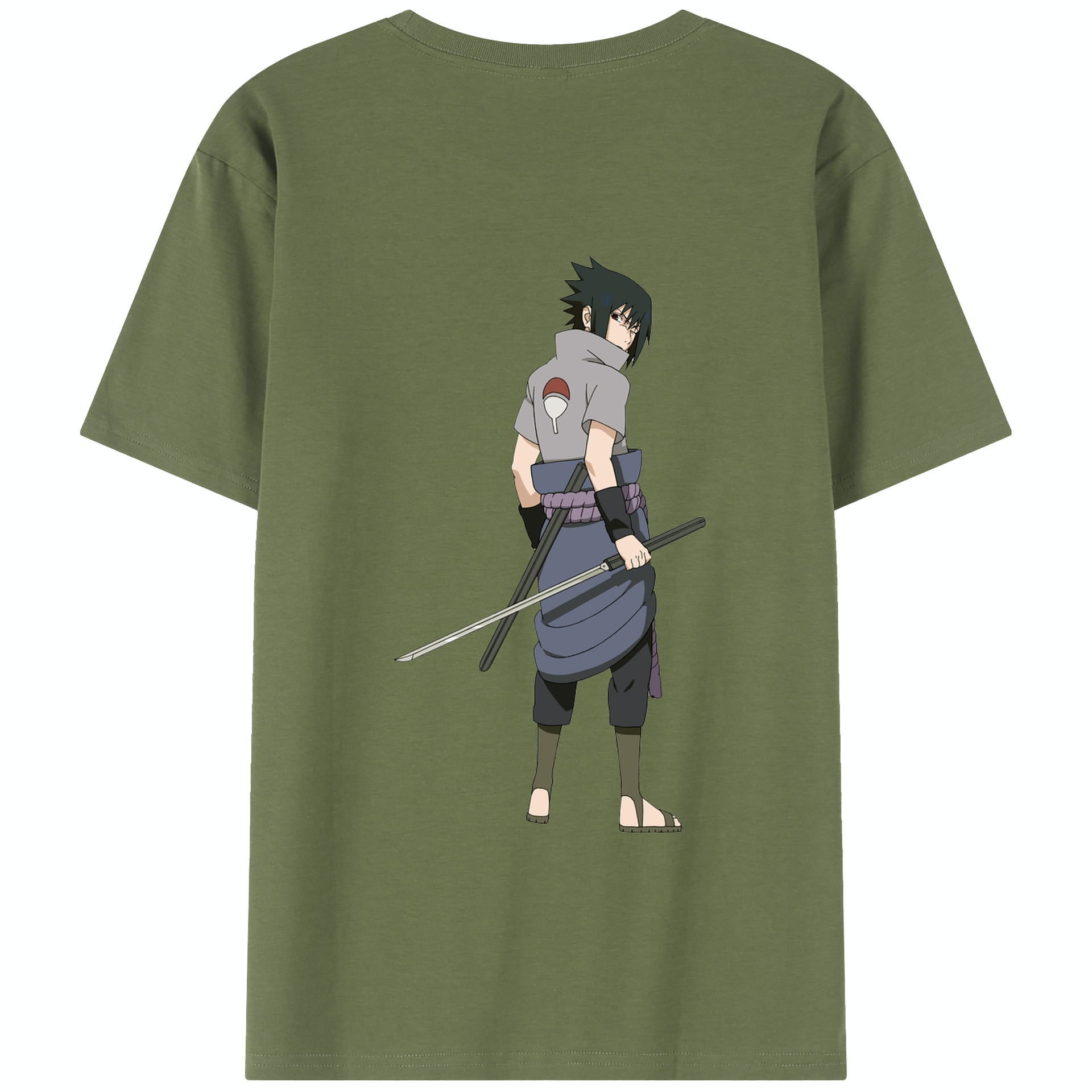 （画像用） NARUTO -ナルト- うちは サスケ Uchiha Sasuke 綿100％半袖Tシャツ（背面プリント）
